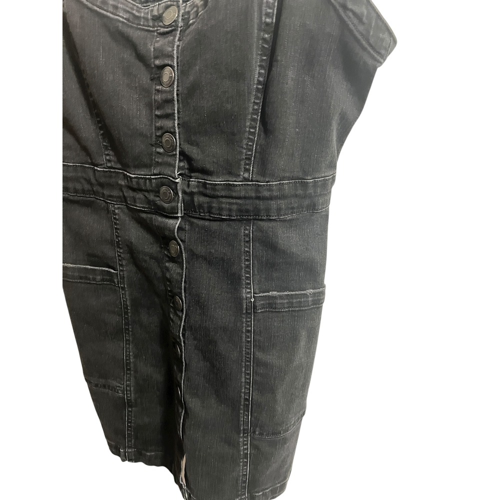 Aeropostale Dress Large Button Front Fitted Washed Black Denim Overalls - Picture 5 of 6
